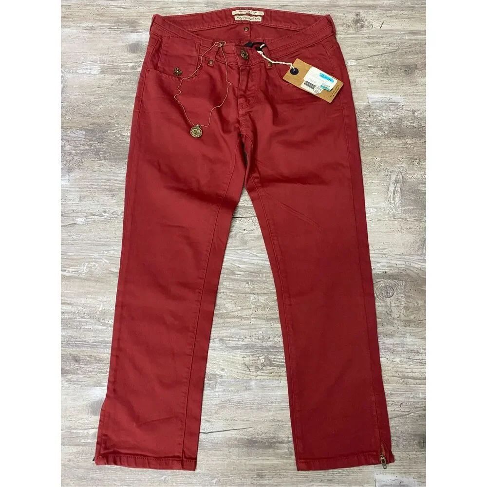 Maison Scotch La Parisienne Capri Zip Skinny Jeans Red Cropped Women’s Sz 26 NWT